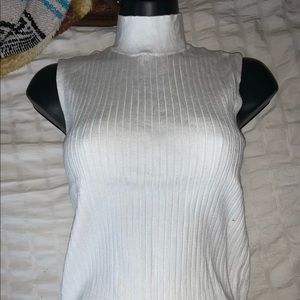 mock neck ribbed sleeveless top
